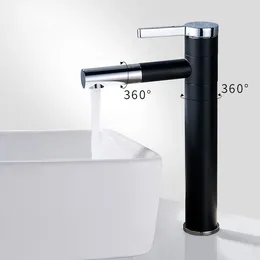 Bathroom Sink Faucets Basin Faucet Platform Heightening White/Black Chrome Cast Tap Rotate 720 Degrees Deck Mounted Robinet