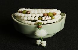 1088mm10mm Original Design Natural White Bodhi Root Beads Strands Lotus Bracelet for Women Meditation Balancing Jewellery Gift5880978