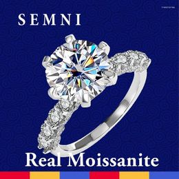 Cluster Rings SEMNI Luxury 5.0ct Moissanite Diamond Ring For Women Promise Band 925 Sterling Silver Anillos Ruby Sapphire Emerald Fine