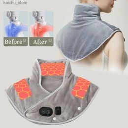 Electric massagers Electric heated neck massager USB heating pad wrapped around shoulder Cervical neck heating back bracket compression tool neck heating Y240425