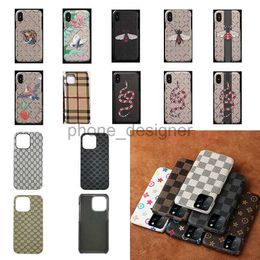 Designer Classic Cell Phone Cases for Apple iPhone 15 Plus 14 13 12 Pro Max S24 S23 S22 Note 20 Ultra Luxury PU Leather Mobile Back Covers Shells Fundas Grey Snake