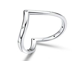 Unique European Women 925 Sterling Silver V shape Finger Rings Fashion Girls Tail Ring1873420