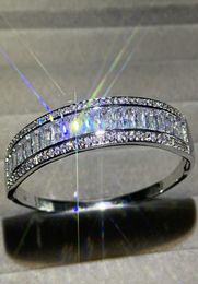 Rulalei Sparkling Luxury Jewelry 925 Sterling Silver Full Princess White Topaz CZ Diamond Gemstones Women Bracelet Bridal3286816