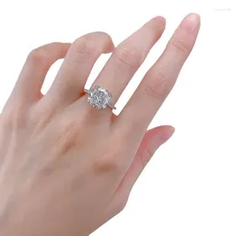 Cluster Rings S925 Silver Ring High Carbon Diamond 10 10mm Fat Square Women's Trendy Fashion Versatile
