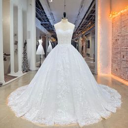 Hire Lnyer Shiny Sequins Lace Ball Gown Wedding Dresses Real Office Photos Video