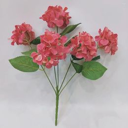 Decorative Flowers Artificial Silk Hydrangea Bouquets Simulation Fake Flower Wedding Bouquet Home Living Room Balcony Garden Desktop