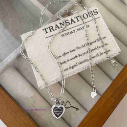 Luxury Tiffenny Designer Brand Pendant Necklaces S925 Sterling Silver TFamily Classic Letter Love Key Necklace Light Instagram Sweet Cool Crowd Layered Collar Cha