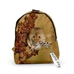 Backpack Youthful Mouse Pattern School Bags Notebook Backpacks Boys/Girls 3D Print Oxford Waterproof Key Chain Small Travel