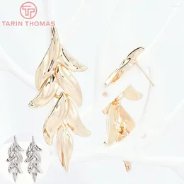 Stud Earrings (7385) 2PCS 19.5x57MM 24K Gold Colour Brass Leafs Shape High Quality Diy Jewellery Findings Accessories Wholesale