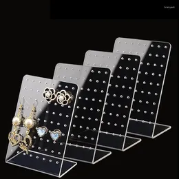 Decorative Plates 2 PCS Portable Earrings Ear Studs Holder L Shaped Acrylic Transparent Jewelry Display Holders Earring Stands Showcase