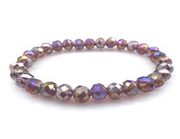 Purple AB Color 8mm Faceted Crystal Beaded Bracelet For Women Simple Style Stretchy Bracelets 20pcslot Whole1784233