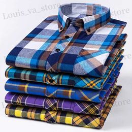 Men's Casual Shirts S-8XL Plaid Shirts For Mens Long Slve Cotton Fashion Single Patch Pocket Design Young Casual Standard-Fit Thick Flannel Shirt T240419
