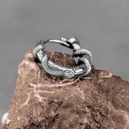 Hoop Earrings Punk Hip Hop Viking Winding Snake Stainless Steel Fashion Animal Men Women Amulet Charm Jewelry Wholesale