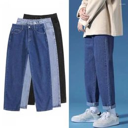 Men's Jeans Men Streetwear Wide Leg Denim Pants With Zipper Pockets Casual Loose Fit For A Stylish Look