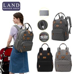 Bags Land Mommy Diaper Bags Usb Port Charge Backpack Mummy Large Capacity Travel Nappy Bags Multifunction Maternity Bags Mpb28