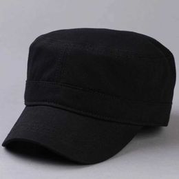 Ball Caps Breathable Fitted Flat Top Army Cap Dad Cotton Sun Hat Men Back Closed Baseball Caps