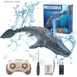 Sand Play Water Fun 2.4G Remote Control Dinosaur For Kids Mosasaurus Diving Toys Rc Boat With Light Spray Water For Swimming Pool Bathroom Bath Toys L416