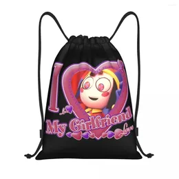 Shopping Bags Pomni The Amazing Digital Circus Pack Drawstring Sports Backpack Gym Sackpack Cartoon Jester String For Exercise