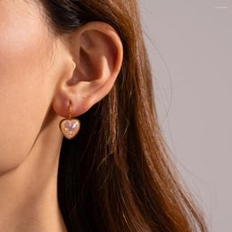 Stud Earrings Creative Design Heart Mermaid Beads Ear Buckle For Women Stainless Steel Pink Symphony Gift Pendientes