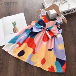 Girl's Dresses Melario 1 To 7 Years New Fashion Baby Girl Sleeveless Dresses Princess Clothing Cute Party Cotton Flower Children Girls Dresses d240423