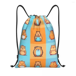 Shopping Bags Custom Cartoon Capybara Drawstring Men Women Lightweight Sports Gym Storage Backpack