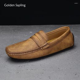 Casual Shoes Golden Sapling Business Loafers Men Fashion Leather Flats Classics Men's Driving Flat Leisure Office Loafer