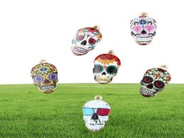 100 PCSLot Skull Charms Skeleton Pendants Diy Jewelry Accessories In Gold Metal 7 different colors7618941