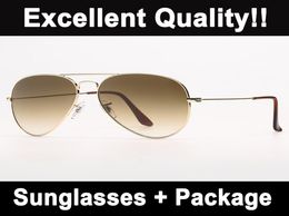 Pilot Mens Sunglasses fashion Womens Sun Glasses Classical Vintage Eyeglasses Metal Frame UV Protection Glass Lenses With High Qua6311625