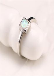 Wedding Rings Silver Ring Classic Delicate Inlaid Square Opal Temperament Female Hand Jewelry9696171