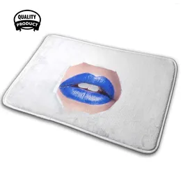 Carpets Blue Lips 3D Soft Non-Slip Mat Rug Carpet Cushion Mouth Teeth Apron