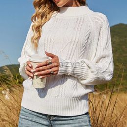 Women's Sweaters Women's solid Colour lantern sleeve half turtleneck sweater fashion loose Pullover Sweater Plus Size T Shirt tops