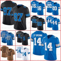 Amon-Ra St Brown Jahmyr Gibbs Football Jersey Hendon Hooker Barry Sanders Jameson Williams Sam Laporta Brian Branch Malcolm Rodriguez Jared Goff Montgomery