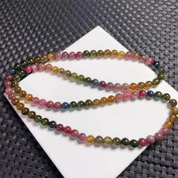 Link Bracelets 6MM Natural Tourmaline Triple Circle Bracelet Crystal Reiki Healing Stone Fashion Jewellery Gifting Gift For Women 1PCS