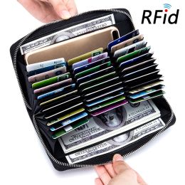 Wallets Minimalist Real Split Leather RFID Blocking Anti Theft Wallet Women Long Big Travel Passport Card Purse Lady