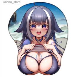 Mouse Pads Wrist Rests VTuber Hololive Gaming Kawaii Girl Gamer 3D Silica Gel Wrist Rest Sexy Boobs Mousepad Desks Oppai Mat Pad Y240419