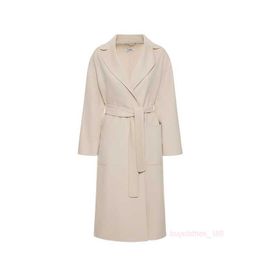 Women's Coat Cashmere Coat Designer Fashion Coat Trendy Luxury Max Maras Nina Belt Wool Medium Length Jacket