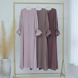 Ethnic Clothing Abaya Closed Muslim Dresses Women Drawstring Cuffs Side Pockets Islamic Dubai Turk Hijabi Robe Modesty Ramadan Eid