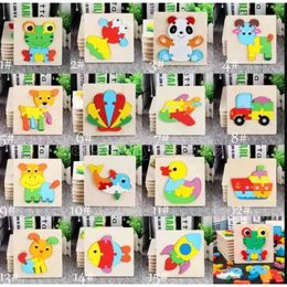 Baby Jigsaw Style Wooden 3D 18 Toys For Children Cartoon Animal Traffic Puzzles Intelligence Kids Early Educational Training Toy P1202