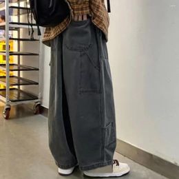 Men's Jeans Mens Pants Regular Solid Color Streetwear Non Stretch 1 Pc Casual Japanese Harajuku Loose Wide Leg Cargo