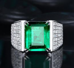 Handmade Male Square Simulated Emerald cz Ring 925 sterling silver Engagement Wedding band Rings for men Gemstones Party Bijou Z128045993