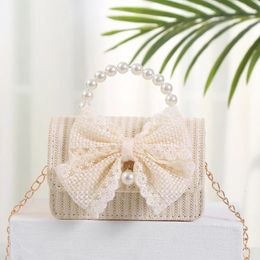 Kids Mini Handbag Cute Princess Crossbody Bags for Girls Bowknot Party Hand Bag Toddler Linen Purses and Handbags Gift 240418