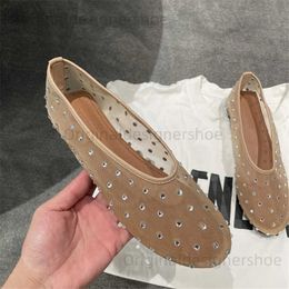 Casual Shoes Crystal Studded Women Ballet Flats Mesh Dance Flat Shoes Casual Driving Walking Loafers Espadrilles Ladies Slip-on Lazy Shoes T240419