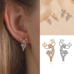 Stud Earrings Cute Small Deer Earring Christmas Gifts Exquisite Shiny Zircon Elk For Women Fashion Jewellery Holiday Accessories