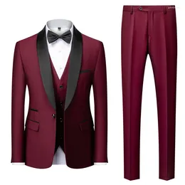 Men's Suits Business Casual Suit Male Wedding Officiant Dress Three-piece For Men Clothing