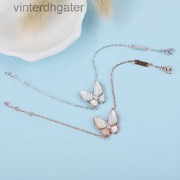 Luxury Fine Vancelfe Designer Bracelet for Women High Edition S925 Sterling Silver Clover Set with White Fritillaria Butterfly Bracelet with Brand Logo