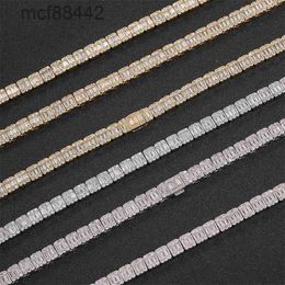 8mm Flip Buckle Mixed with Zircon Rock Sugar Chain Necklace Trendy and Personalized Hip-hop Mens Bracelet Accessory