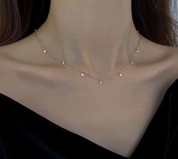 Real 925 Sterling Silver Earring Geometric Round Choker Necklace For Fashion Women Minimalist Fine Jewellery Cute Accessories girl g9539182