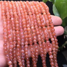 Link Bracelets 4MM Natural Sunstone Triple Circle Bracelet Fashion Crystal Gemstone Jewelry Reiki Healing Gift For Women 1PCS