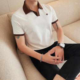 Men's Polos 2024 Fashion High Quality Short Sleeve Polo Shirt Summer V-Neck Business Casual Lapel T-shirt Plus Size 4XL-M