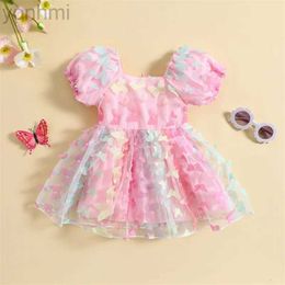 Girl's Dresses Toddler Baby Girl Princess Butterfly Wings Fairy Dress Sleeveless Strap Pleated A-Line Layered Tulle Tutu Dresses d240419